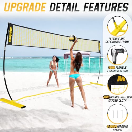 20FT Portable Volleyball Net for Backyard & Outdoor Play - Adjustable, Weather-Resistant