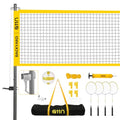 A11N SPORTS Outdoor Volleyball & Badminton Set Yellow - Adjustable Net & Carry Bag