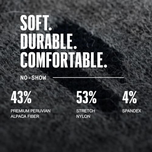 HOLLOW No Show Alpaca Socks 4 Pairs Large Black Moisture Wicking Unisex