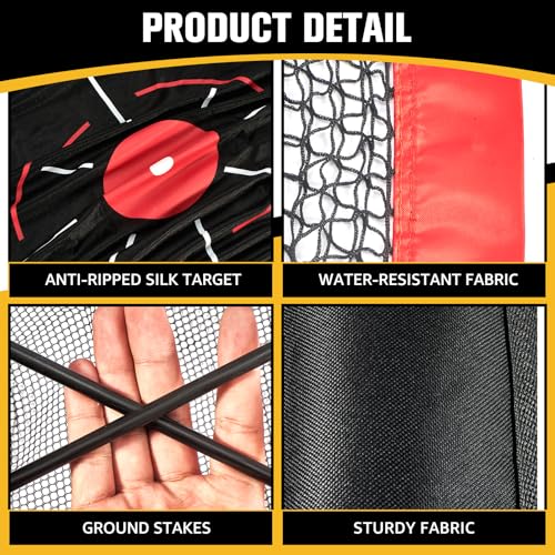 JensHant 10 x 7 ft Golf Practice Net with Chipping Target, Foldable Mat, 8 Tees & 6 Balls – All-in-One Backyard Indoor Outdoor Golf Hitting System