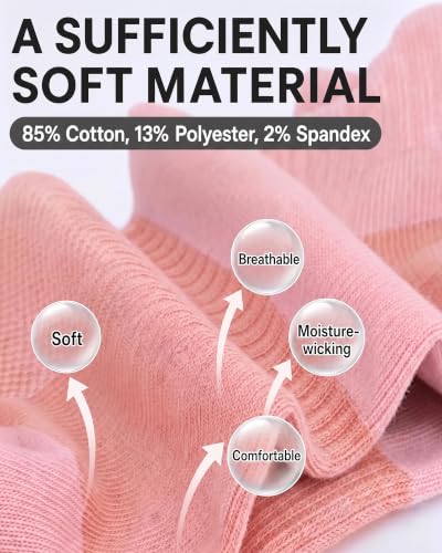 Colorful Ankle Socks for Women - 6 Pairs No Show Cotton Socks