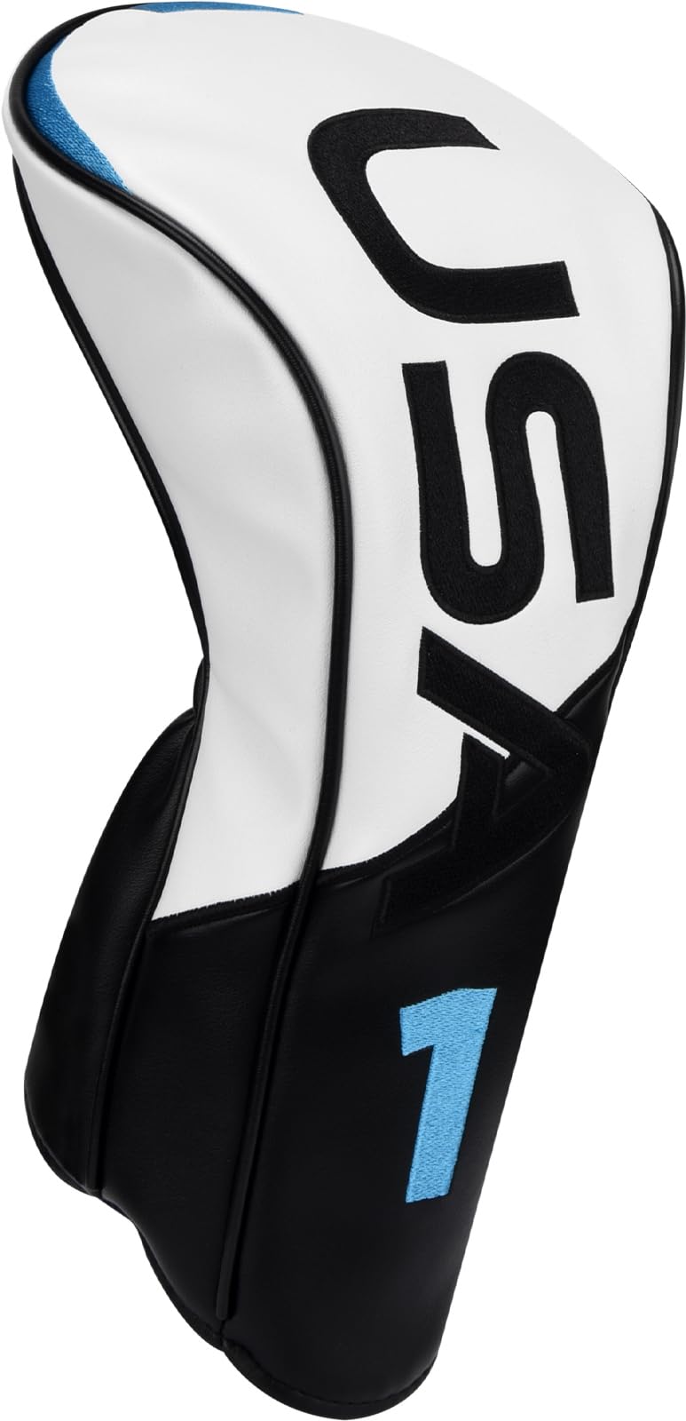 USA Golf Head Covers for Woods and Driver 3-Panel Syntheic Leather Golf Club Covers for Men Women White/Black/Blue (Driver Headcover)
