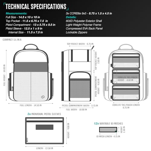 Savior Equipment SEMA Compact Tactical Range Pistol Backpack - Flat Dark Earth, 18x14x10 inches