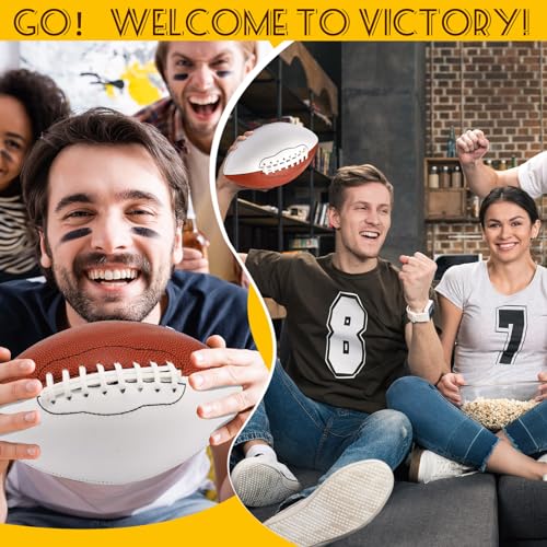 Autograph Football Set - 12 Blank Official Size 8.27in American Footballs with Customization Space - Double Sided, Bulk