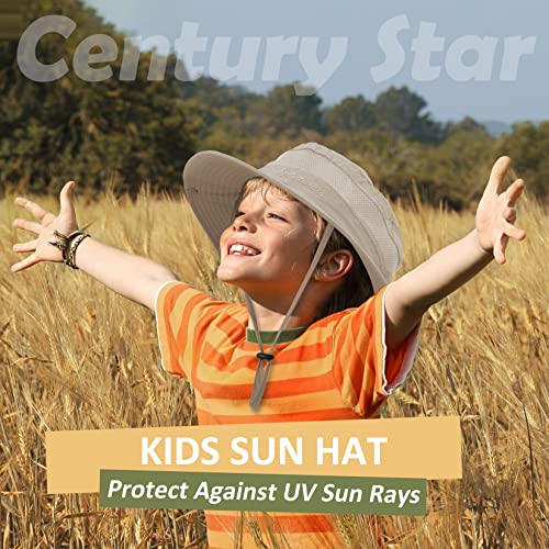 Kids Sun Hat UPF 50+ Outdoor Bucket Hat 5-13 Years 2-Pack Khaki Beige