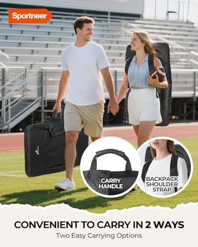 Sportneer Stadium Seat with Back Support & Armrest - Black, 20.5"