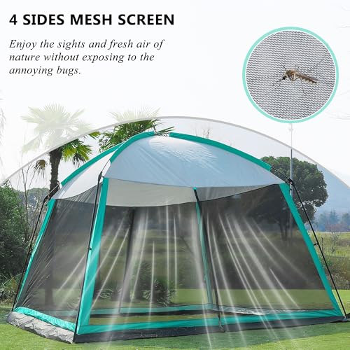 GREGIN Blue Screen House Tent 11x11 ft Mesh Canopy for Camping & Backyard