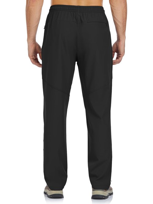 BondiTrekk Mens Lightweight Hiking Pants Water Resistant Athletic Workout Running Travel Casual Joggers 3 Pockets Quick Dry Black