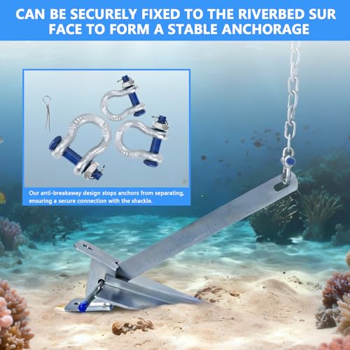 10 lb Boat Anchor Kit for 16-26 ft Vessels with Chain Rope & Shackles - SajoSolid