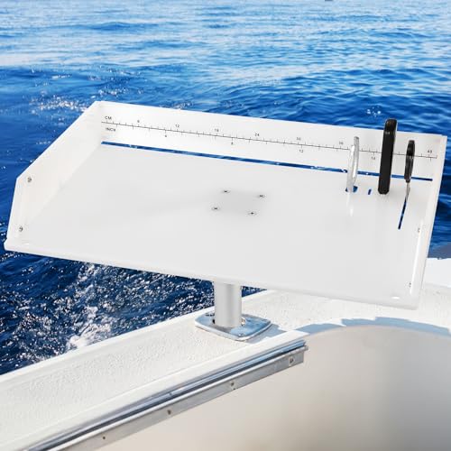 POWLAB Marine Fish Cleaning Table with Rod Holder, 20-Inch Bait & Fillet Station