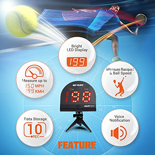 NET PLAYZ Tennis Speed Radar Gun Hands-Free Serve & Ball Measurement