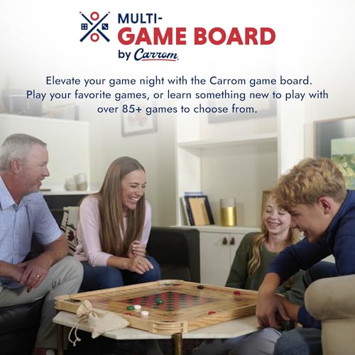 Carrom Board Game Set - Large Family Game Table with 85+ Games, Durable Wood Frame