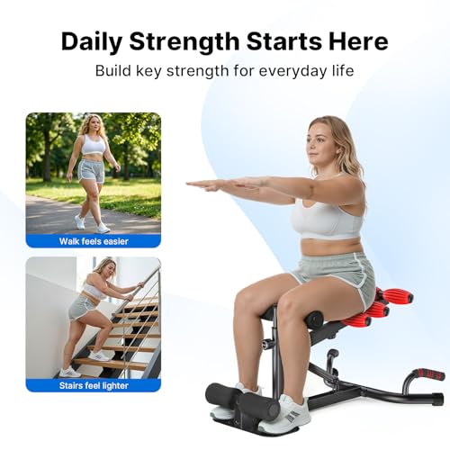 MERACH Adjustable Deep Squat Machine for Women - Black & Red, XL Home Gym Equipment
