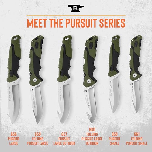 Buck Knives Pursuit Series Large Guthook Knife, Green, 4.5-inch Blade