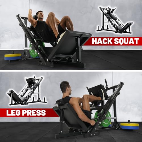 RitFit Black Leg Press Hack Squat Machine 1200LB Capacity, Stable & Versatile