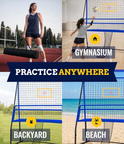 2-in-1 Volleyball Practice Rebound Net with Adjustable Height & Storage