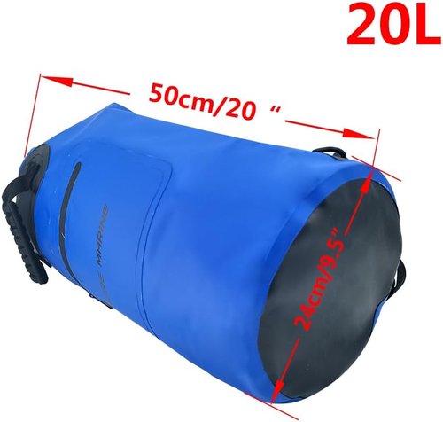 ISURE MARINE Waterproof Dry Bag - 20L with Zippered Pocket | Ideal for Kayaking, Boating & Fishing - Blue