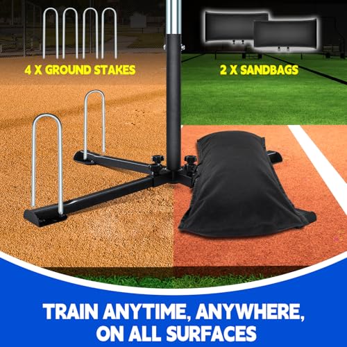 Adjustable Baseball Batting Tee with Tethered Ball for Solo Practice