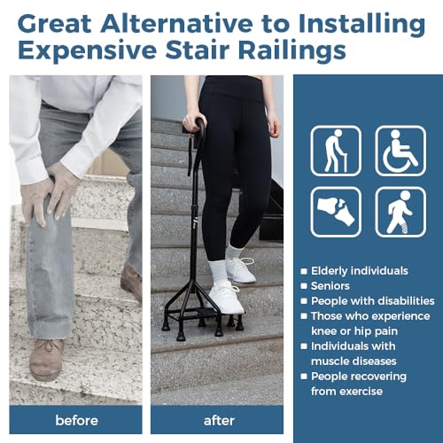 Adjustable Stair Climbing Cane for Seniors with Non-Slip Walk Aid