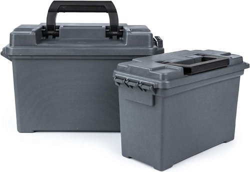 GUGULUZA Plastic Ammo Cans - 2-Pack Lockable Waterproof Storage Containers | Stackable Field Boxes for Hunting Gear