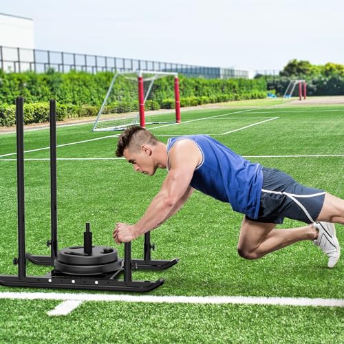Black Push-Pull Sled for Fitness & Strength Training - Compatible with 1-2 Inch Weight Plates