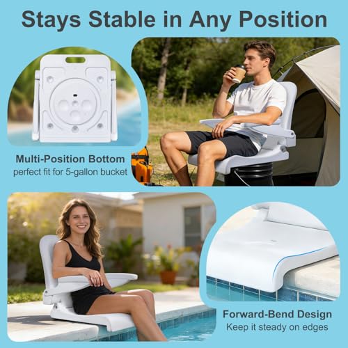 White EO Living Pool Chair for In-Ground Pool with Armrests, Foldable Outdoor Lounge