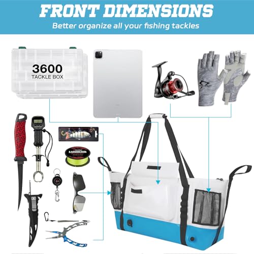 White Insulated Fish Cooler Kill Bag 40x16x10 Waterproof Tackle Bag