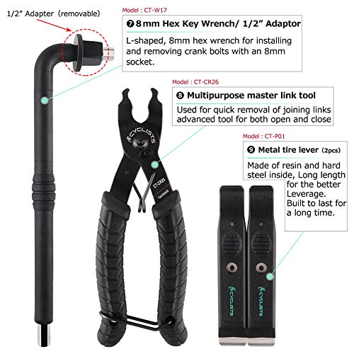 Cyclists Black 23-Piece Bicycle Repair Tool Kit - Bike Maintenance Set