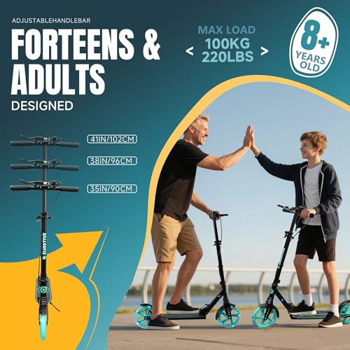 Kids & Teen Adjustable Kick Scooter with LED Wheels - Black