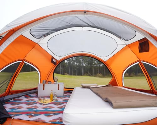 Vidalido 3-4 Person Camping Tent with Mesh Screen - White Orange