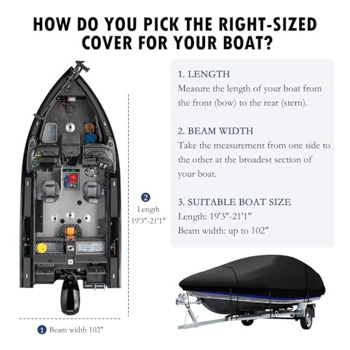 XL 19'3''-21'1'' Heavy Duty Boat Cover Waterproof Marine Grade Tarp