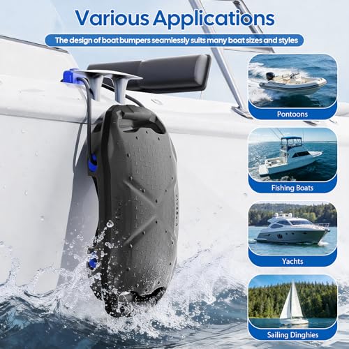 VITODALA Gray Boat Fenders 4 Pack Docking Bumpers, EVA Marine-Grade with Quick-Lock Rope