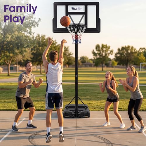 Hurtle Clear 10ft Kids Portable Adjustable Basketball Hoop with Backboard & Wheels