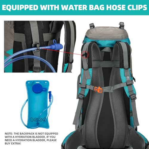 70L Waterproof Hiking Backpack with Rain Cover - Blue Variation