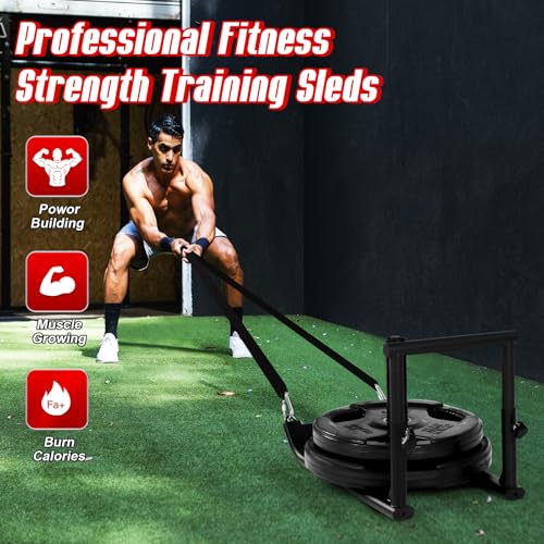 GADFISH Workout Fitness Sled, Weighted Sleds Push Gym Equipment for