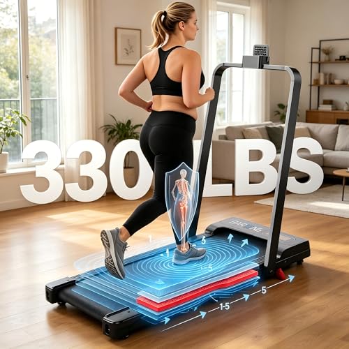 BARWING Foldable Incline Walking Pad Treadmill with Handles, 3.0HP Quiet Motor, 7.5 MPH, Black
