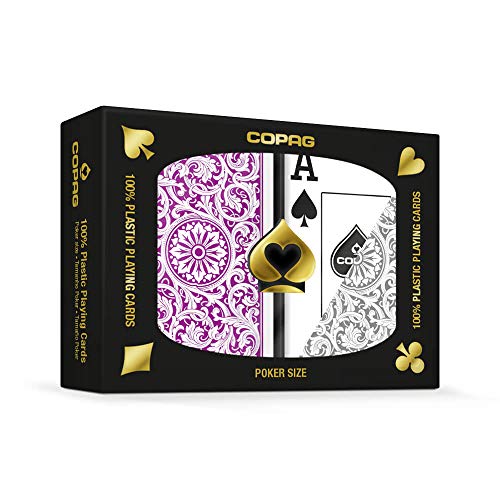 Copag 1546 Design 100% Plastic Poker Playing Cards - Purple & Grey Jumbo Index - 1 Set