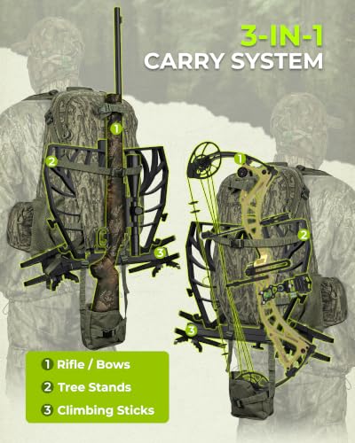 Extremus Timber Hole Hunting Backpack for Men - 3-in-1 Carry System, Weather-Resistant, Large Capacity