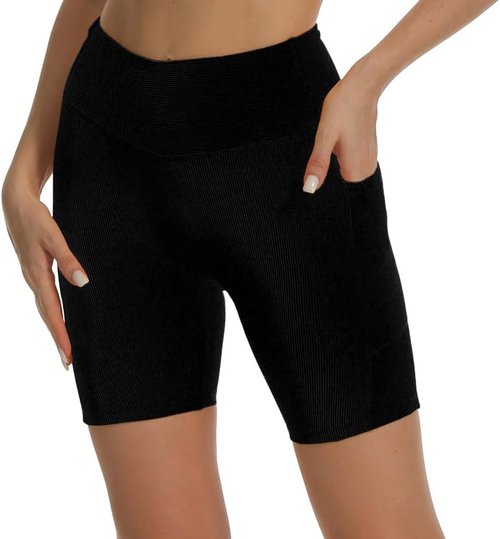 HOKOYI Women's High Waisted Biker Shorts - 7" Spandex Compression Workout Shorts with Pockets