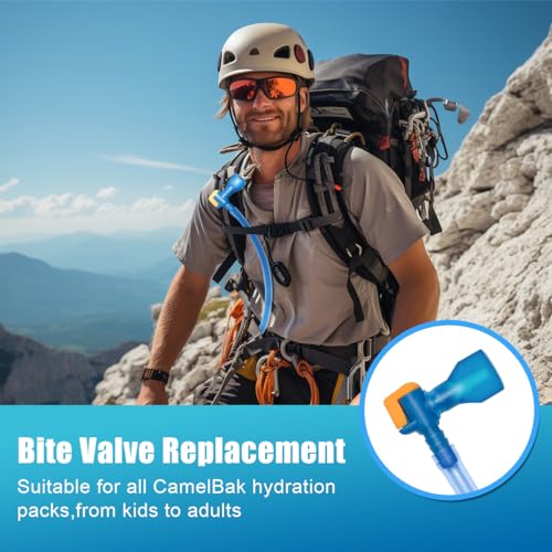 Big Bite Valve Replacement Mouthpiece Water Hydration Bladder Valve 4 Pack - Blue