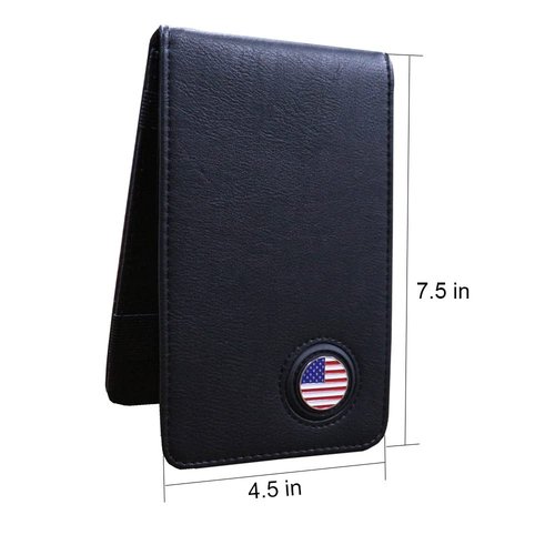 PINMEI Golf Leather Scorecard Holder Cover Yardage Book Cover with American Flag Golf Ball Marker and A Free Pencil 4.33 × 7.48 inches