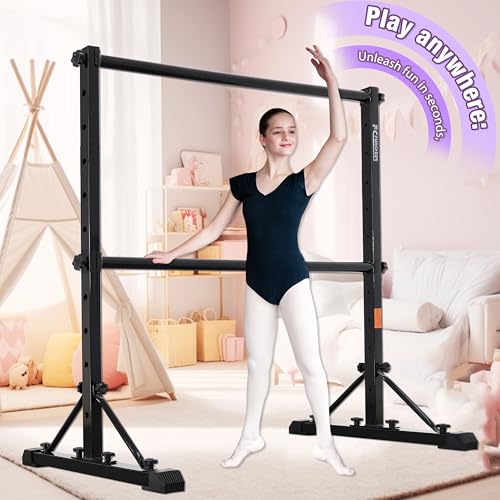 4FT Steel Cross Ballet Barre Portable Dance & Fitness Equipment - Black