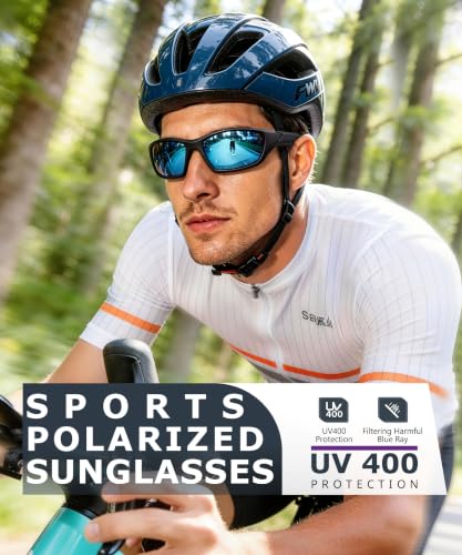 Polarized Sports Sunglasses Men Women UV400 Protection Cycling Fishing Running Black+Blue Green+Red