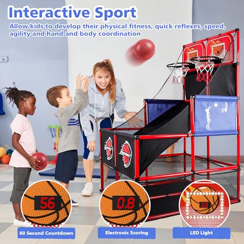 Kids Double Basketball Hoop Arcade Game Large Red - Indoor Outdoor Fun