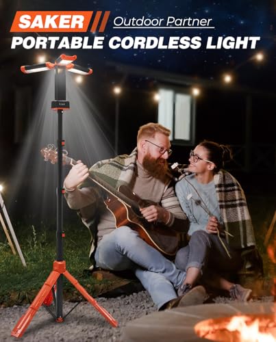 Saker Portable Camping Work Light with Stand & 12000mAh Battery - Model LD10 (Standard)
