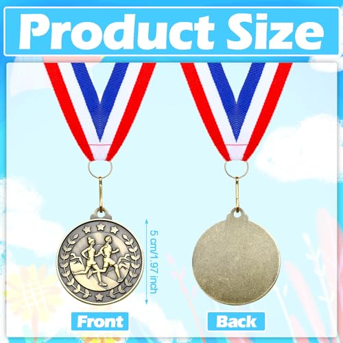 Remuuly 100 Pcs Cross Country Medal Set with Neck Ribbons, 2'' Gold Trophies - Style 1