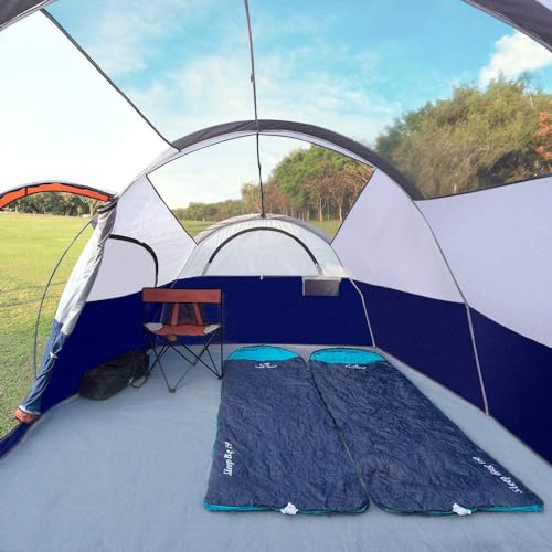 CAMPROS CP 8 Person Camping Tent with Room Divider, Rainfly, Blue, Weather-Resistant
