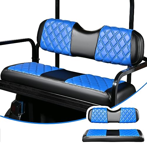 NOKINS Blue & Black Golf Cart Rear Seat Cover Fits Aftermarket Standard Cushions