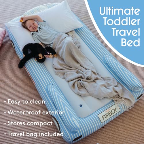 FUNBOY Kids Blue Inflatable Travel Bed & Mattress Twin - Sleepover Ready