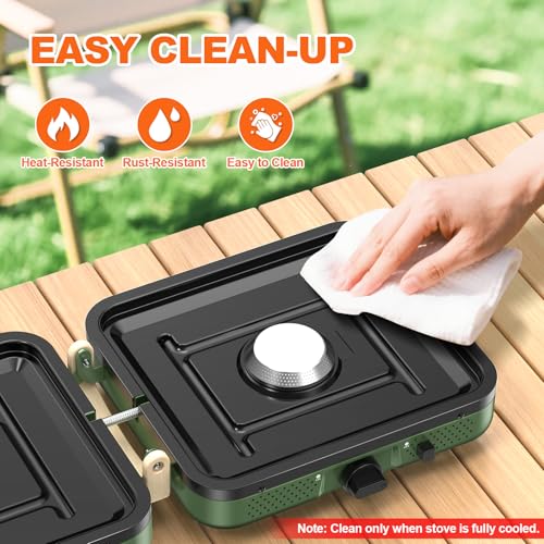 Portable 2-Burner Propane Camping Stove with Carry Bag, Adjustable Burners & Piezo Ignition